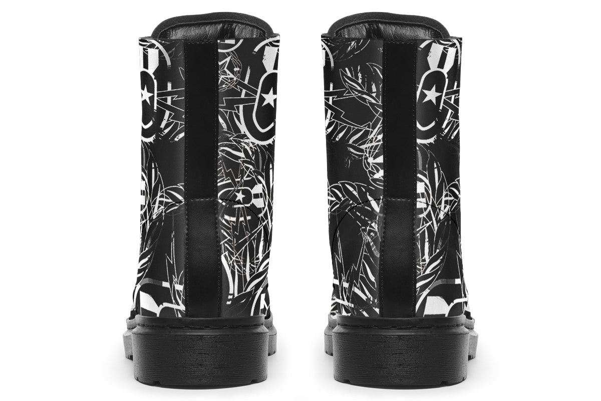 Combat Boots - "It's 5 o'clock Somewhere" (White on Black)