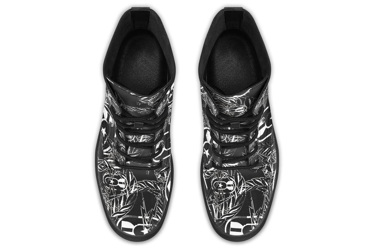 Combat Boots - "It's 5 o'clock Somewhere" (White on Black)