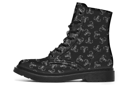Combat Boots - "Metallic EOD Badges" (Silver)