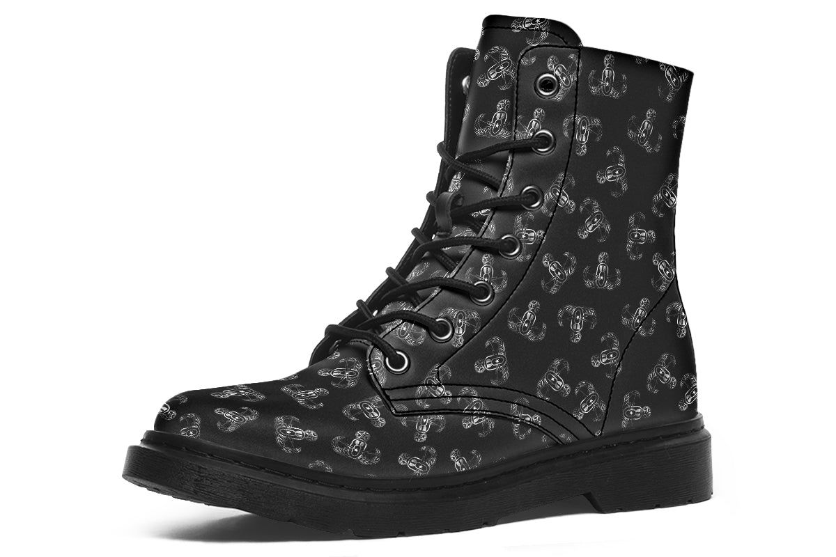 Combat Boots - "Metallic EOD Badges" (Silver)