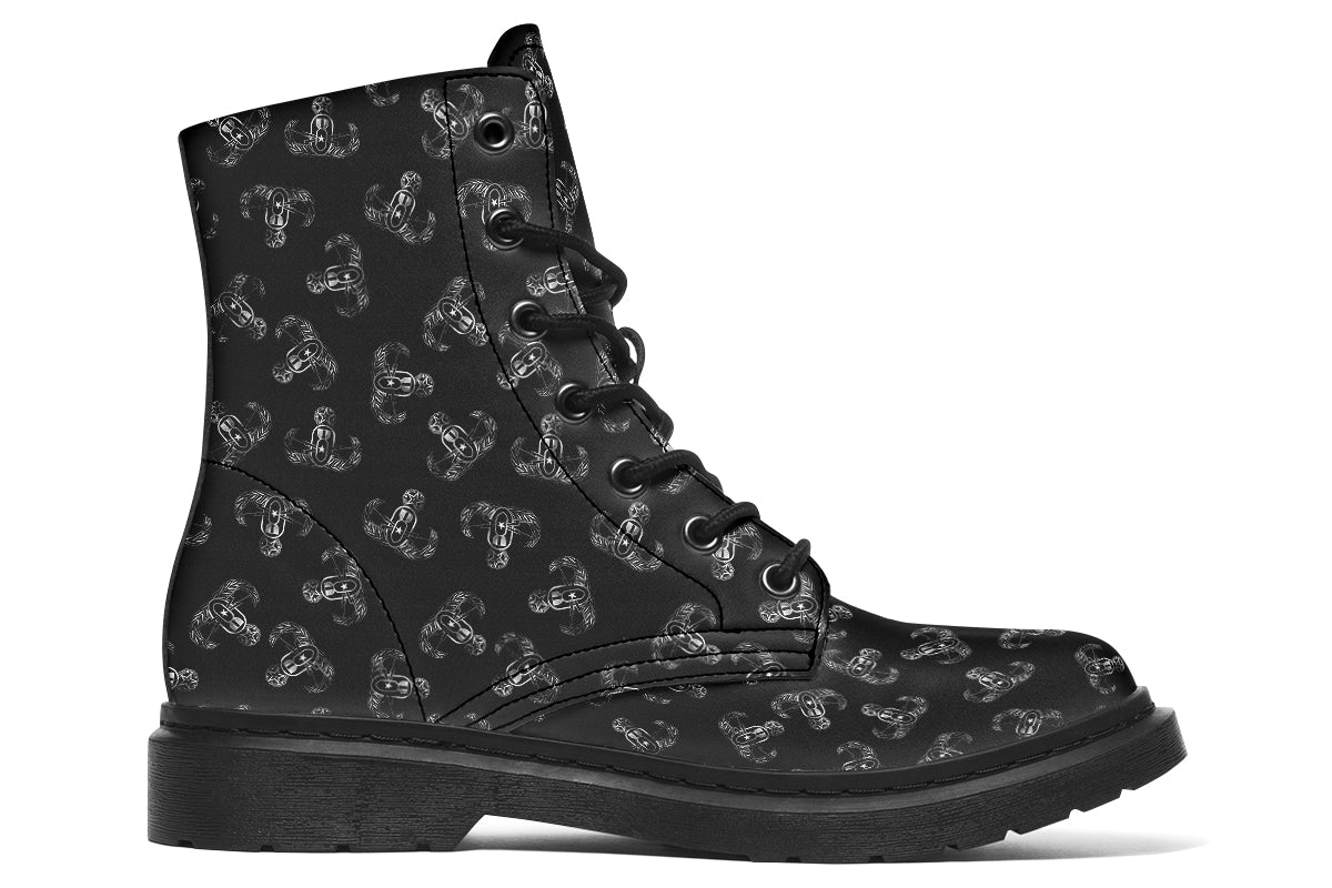 Combat Boots - "Metallic EOD Badges" (Silver)