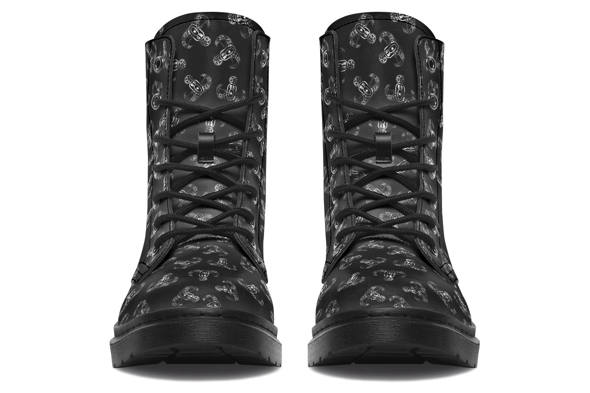 Combat Boots - "Metallic EOD Badges" (Silver)