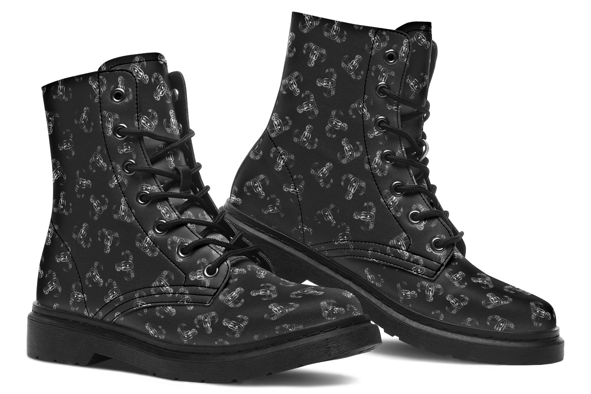 Combat Boots - "Metallic EOD Badges" (Silver)