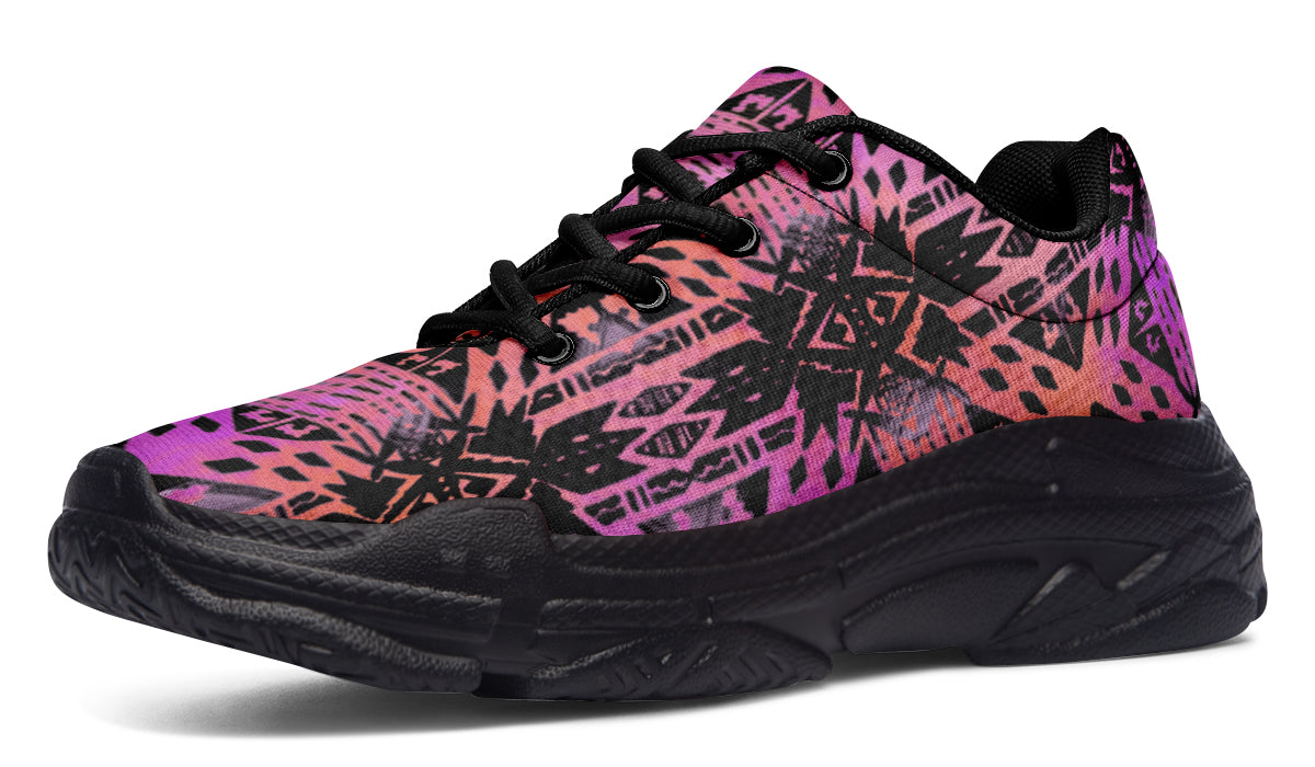 Chunky Sneakers - "Aztec Ombre" (Pink & Black)