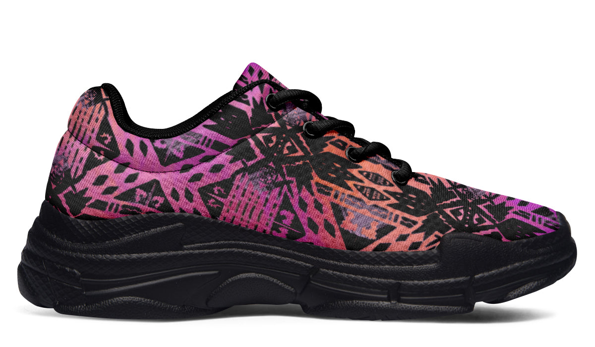 Chunky Sneakers - "Aztec Ombre" (Pink & Black)
