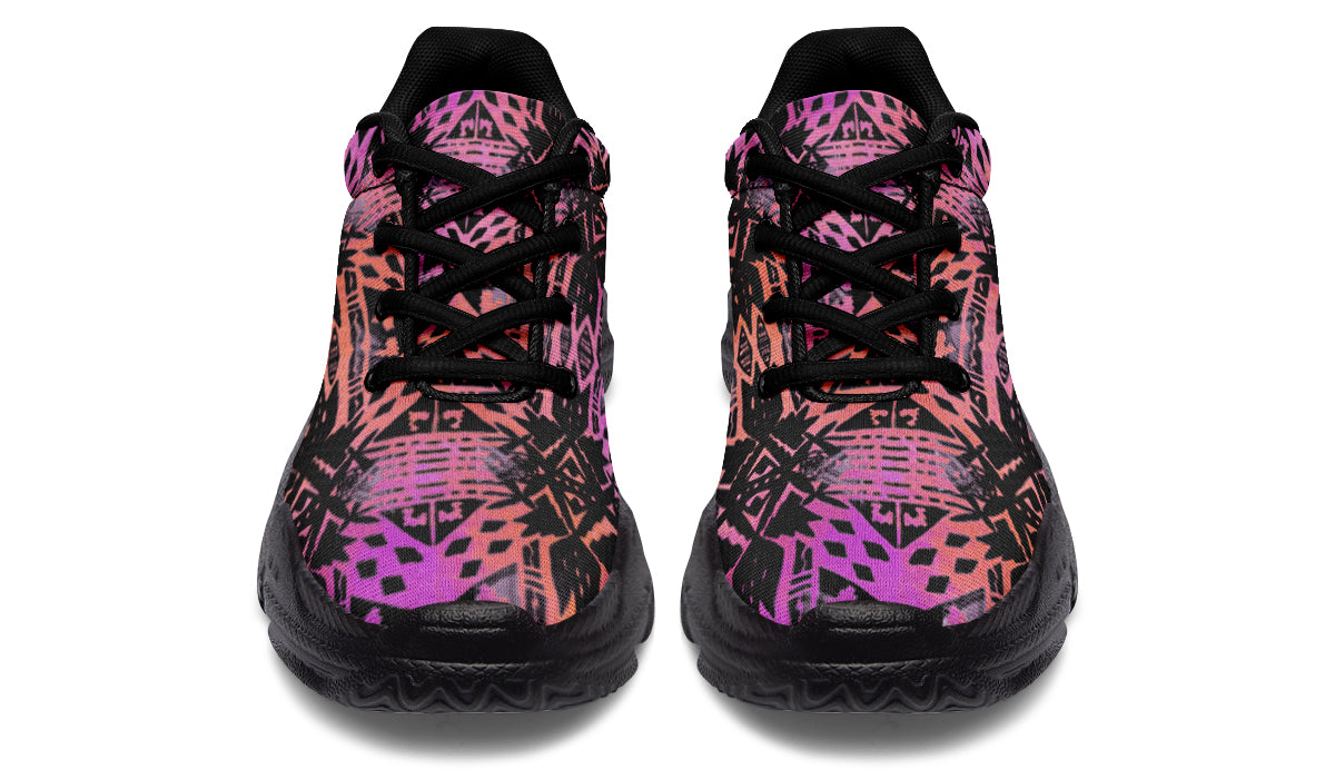 Chunky Sneakers - "Aztec Ombre" (Pink & Black)