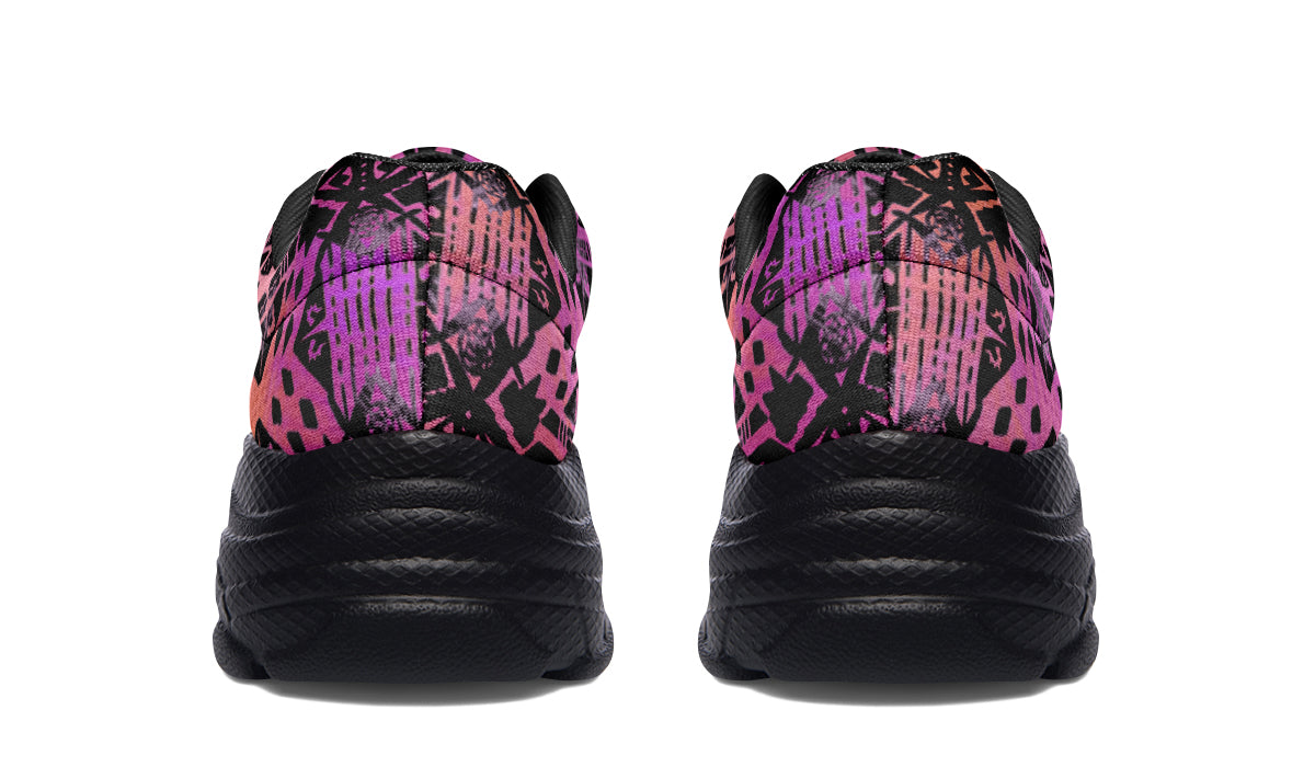 Chunky Sneakers - "Aztec Ombre" (Pink & Black)
