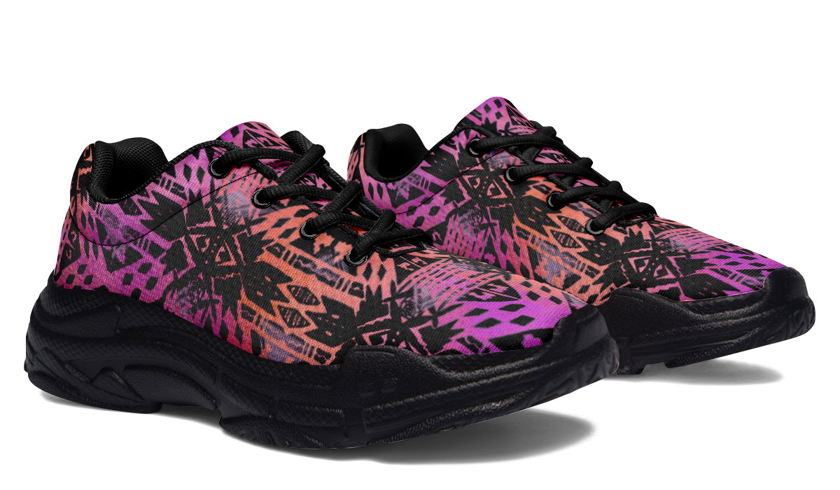 Chunky Sneakers - "Aztec Ombre" (Pink & Black)