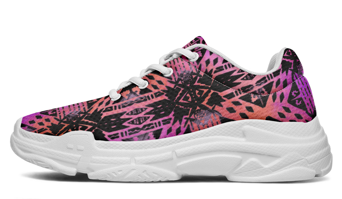 Chunky Sneakers - "Aztec Ombre" (Pink & Black)