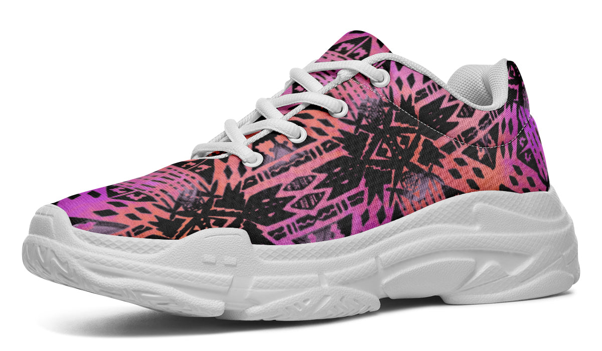 Chunky Sneakers - "Aztec Ombre" (Pink & Black)