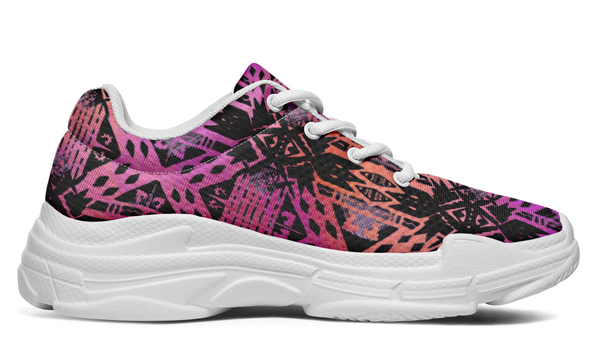 Chunky Sneakers - "Aztec Ombre" (Pink & Black)