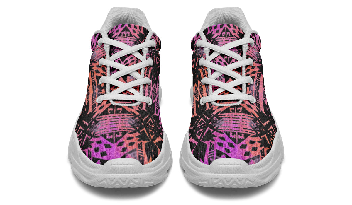 Chunky Sneakers - "Aztec Ombre" (Pink & Black)