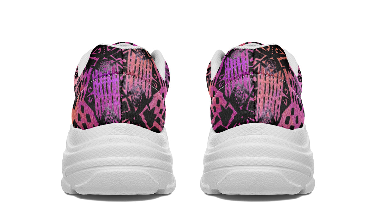 Chunky Sneakers - "Aztec Ombre" (Pink & Black)