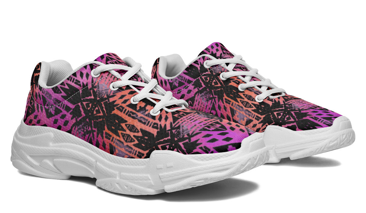 Chunky Sneakers - "Aztec Ombre" (Pink & Black)