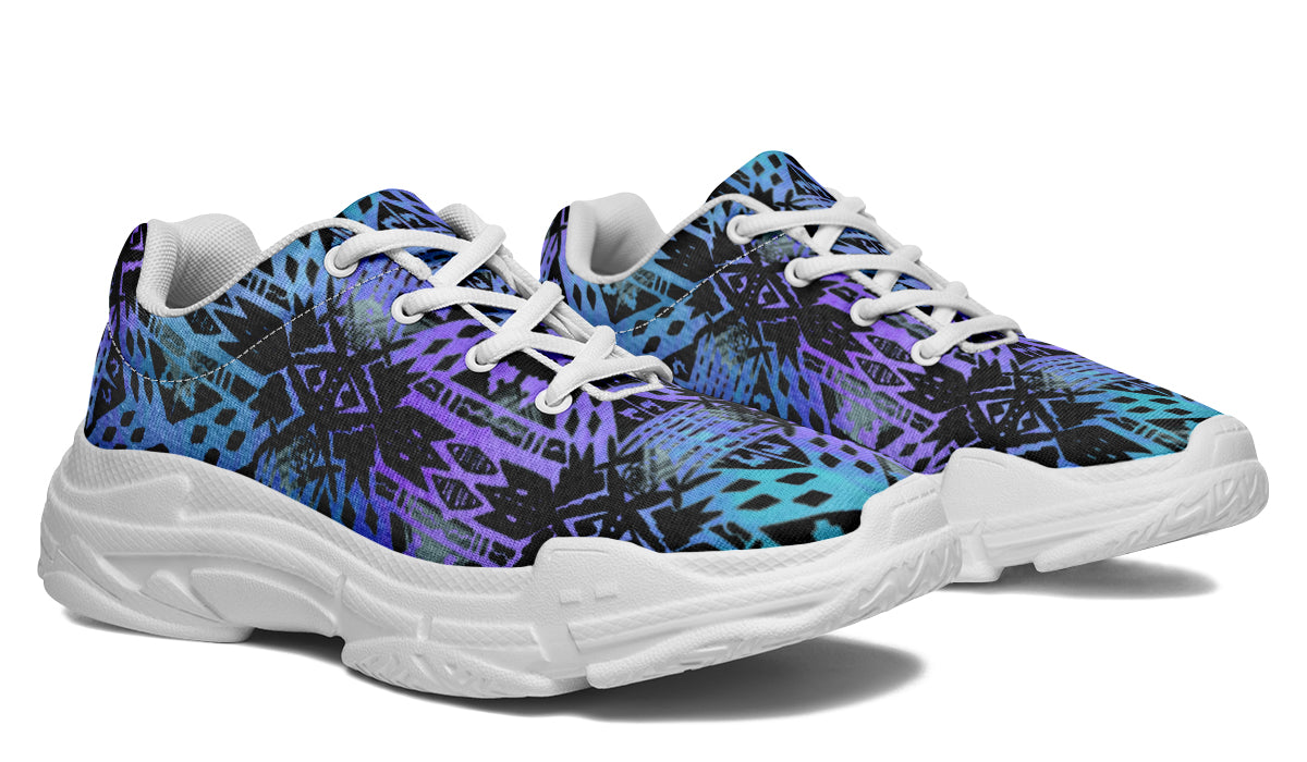 Chunky Sneakers - "Aztec Ombre" (Blue & Purple)