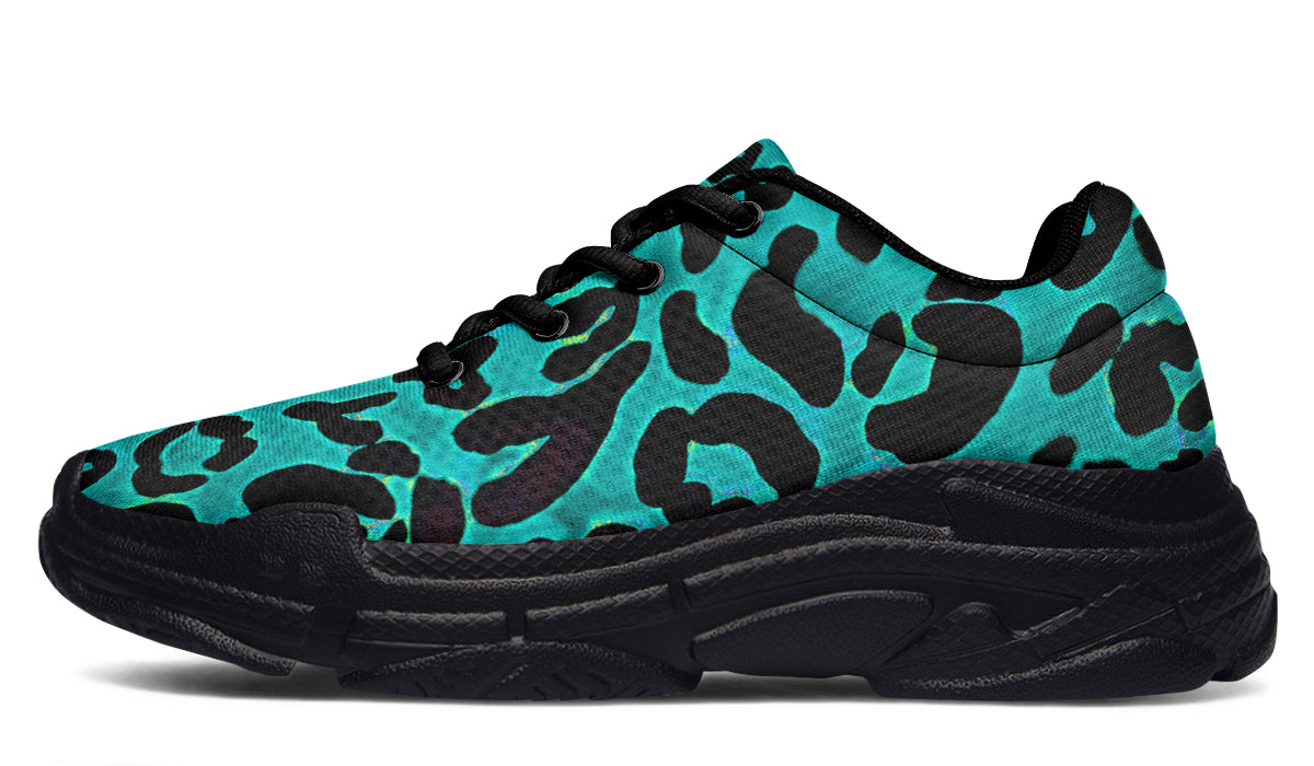 Chunky Sneakers - "Leopard Print" (Turquoise)