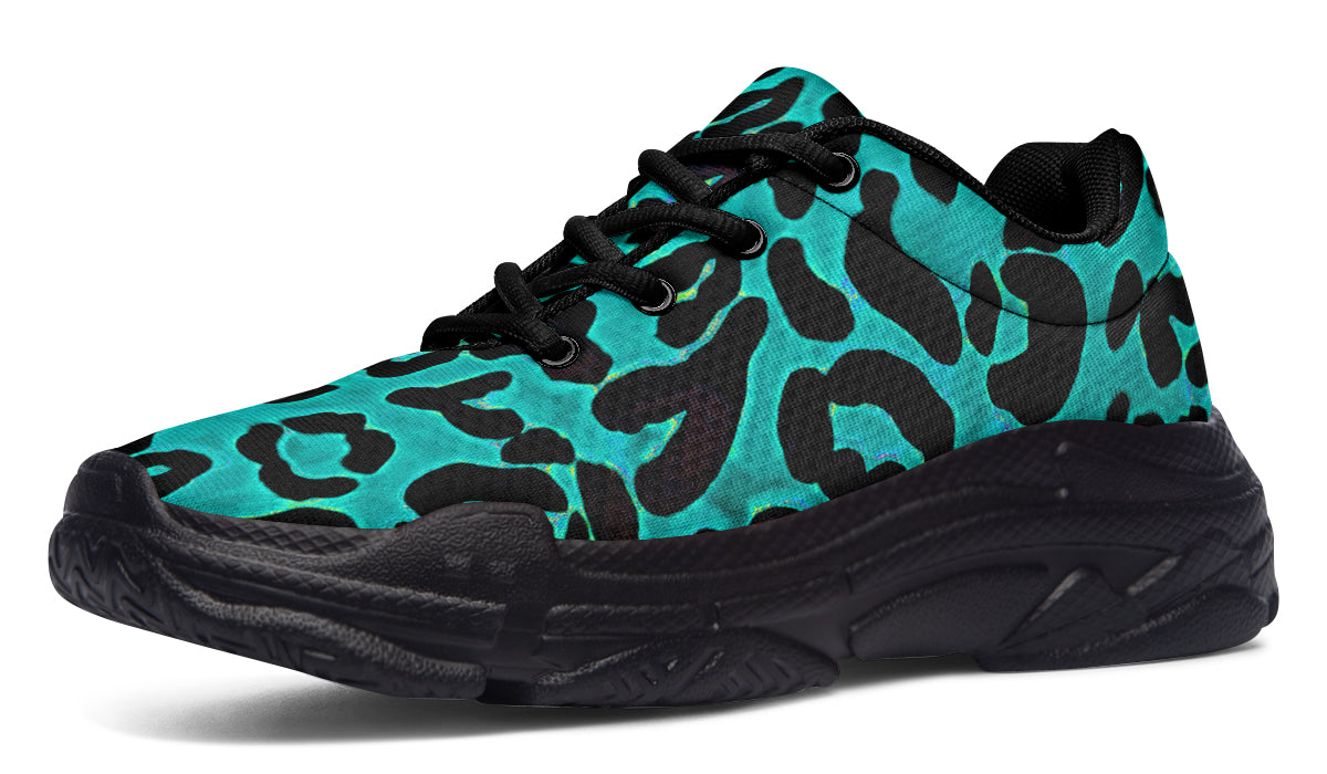 Chunky Sneakers - "Leopard Print" (Turquoise)
