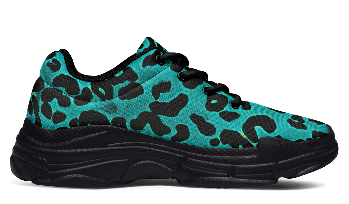 Chunky Sneakers - "Leopard Print" (Turquoise)