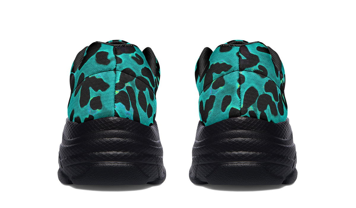 Chunky Sneakers - "Leopard Print" (Turquoise)