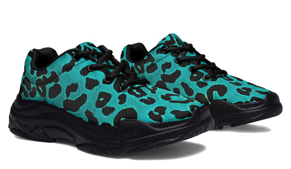 Chunky Sneakers - "Leopard Print" (Turquoise)