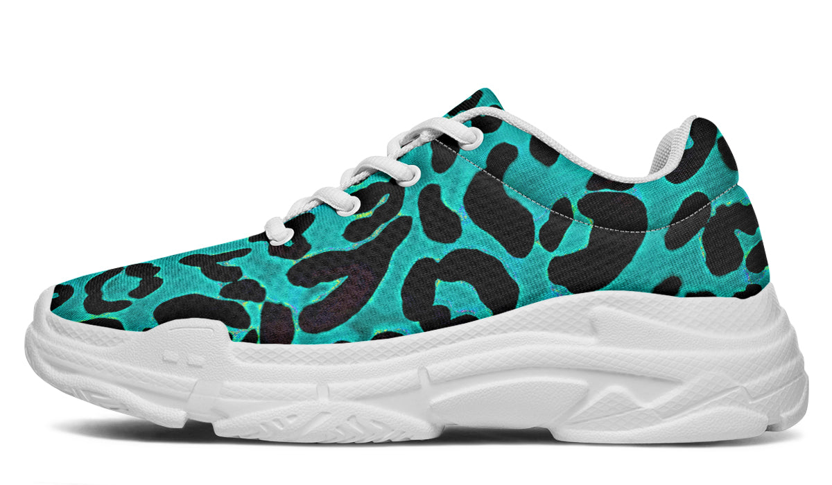 Chunky Sneakers - "Leopard Print" (Turquoise)