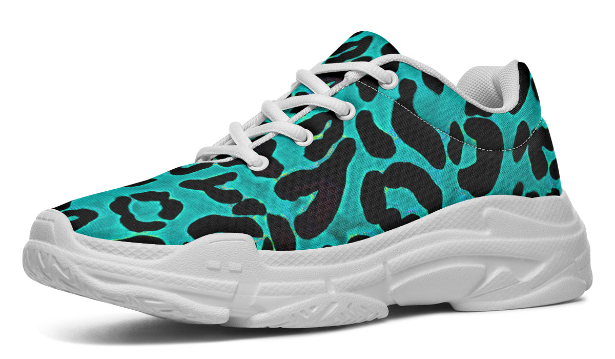 Chunky Sneakers - "Leopard Print" (Turquoise)