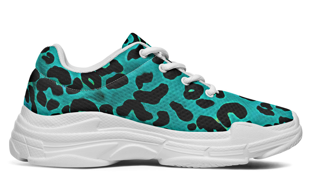 Chunky Sneakers - "Leopard Print" (Turquoise)
