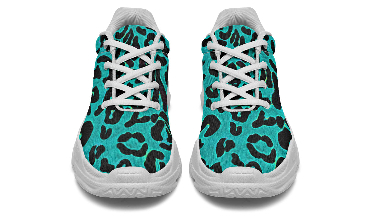 Chunky Sneakers - "Leopard Print" (Turquoise)