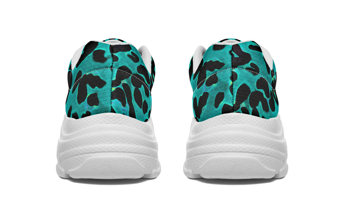 Chunky Sneakers - "Leopard Print" (Turquoise)
