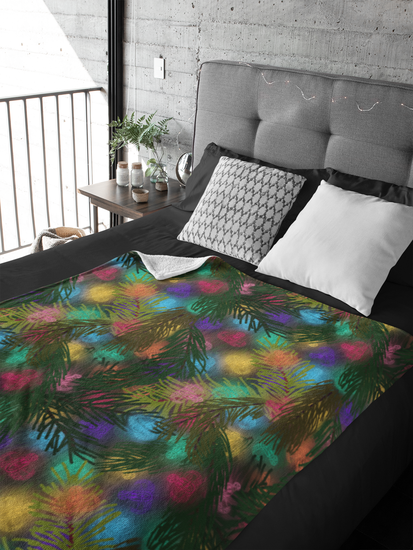 Plush Throw Blanket - "EOD Christmas Lights" (Color)