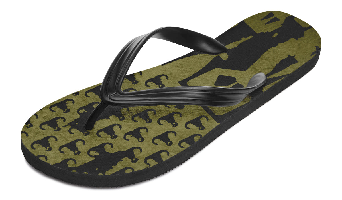 Flip Flops - "EOD Bomb Flag" (OD Green on Black)