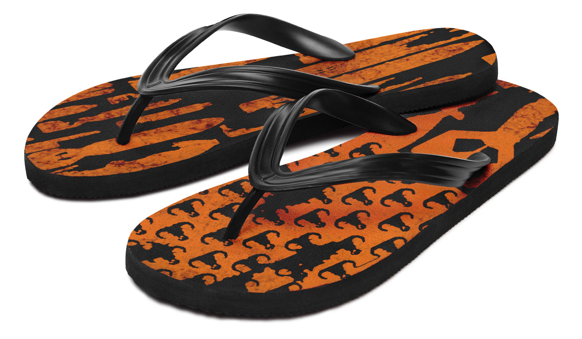 Flip Flops - "EOD Bomb Flag" (Orange on Black)