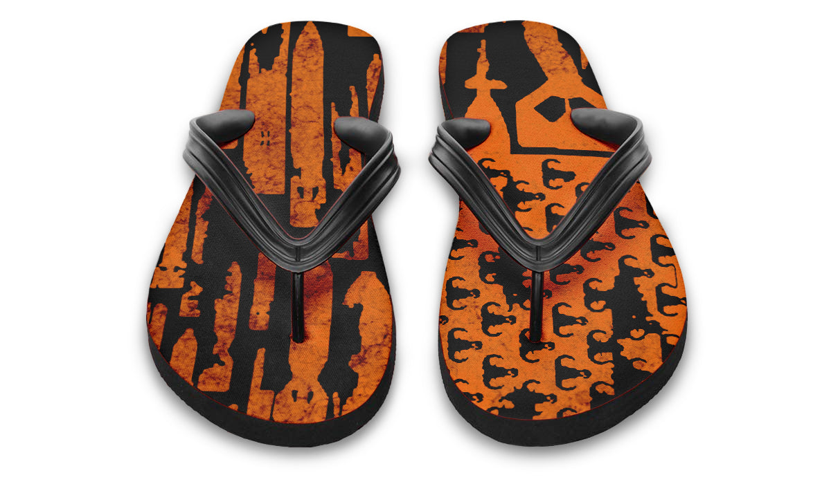 Flip Flops - "EOD Bomb Flag" (Orange on Black)
