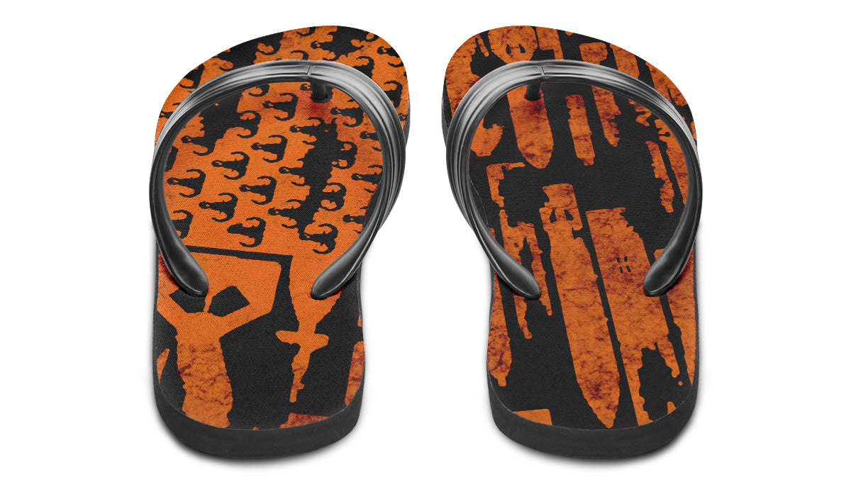 Flip Flops - "EOD Bomb Flag" (Orange on Black)