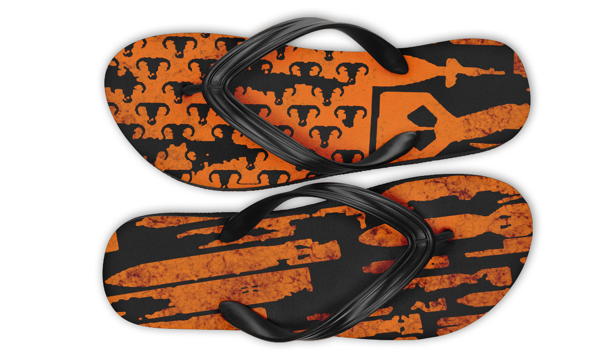 Flip Flops - "EOD Bomb Flag" (Orange on Black)