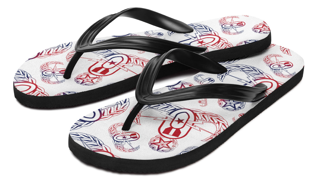 Flip Flops - "EOD Badges x 3" (Red, White, & Blue)