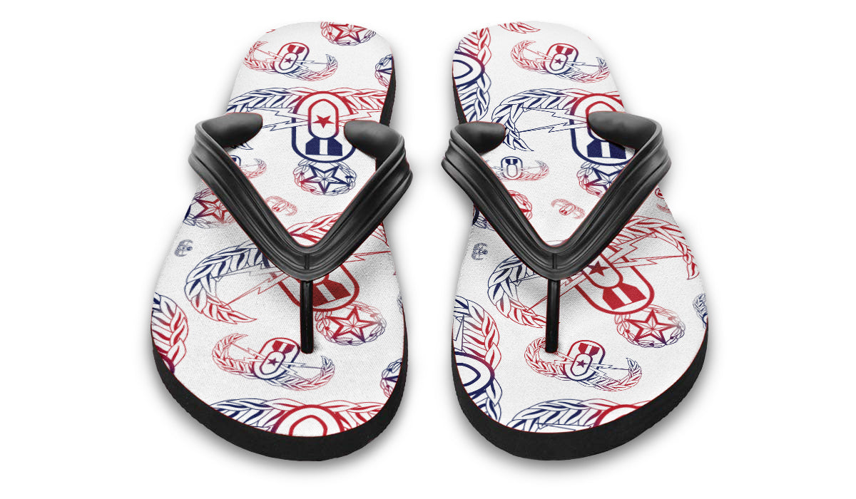 Flip Flops - "EOD Badges x 3" (Red, White, & Blue)