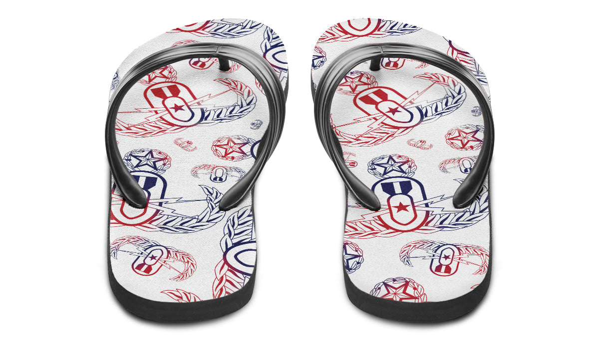 Flip Flops - "EOD Badges x 3" (Red, White, & Blue)