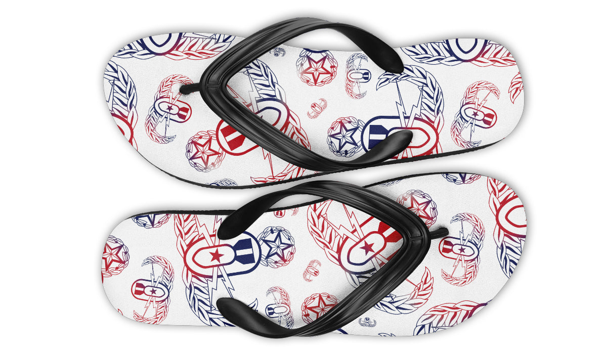 Flip Flops - "EOD Badges x 3" (Red, White, & Blue)