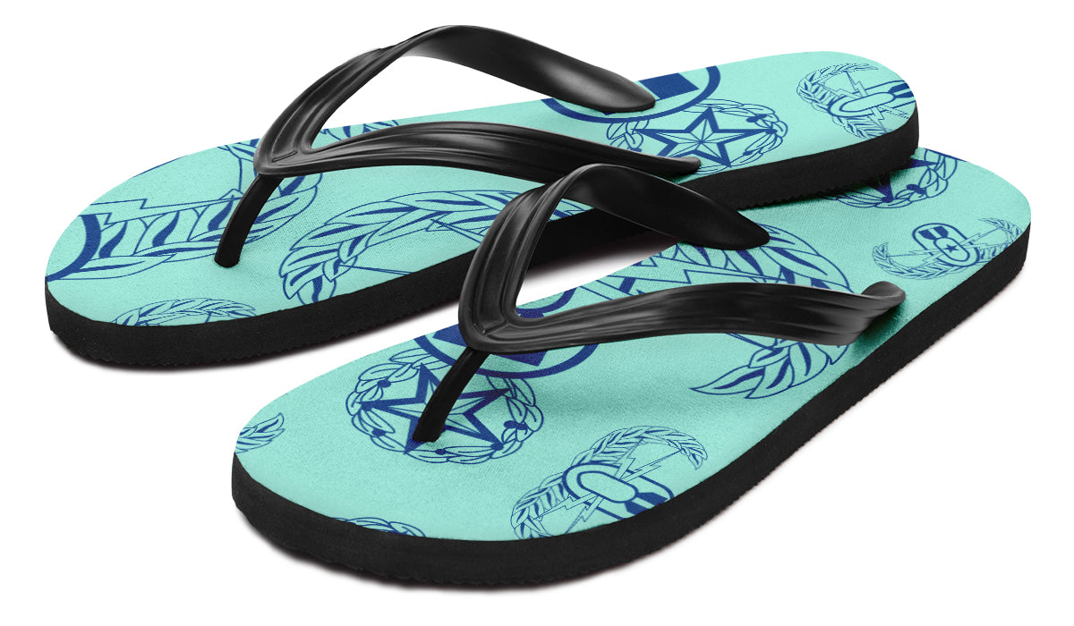 Flip Flops - "EOD Badges x 3" (Blue on Mint)
