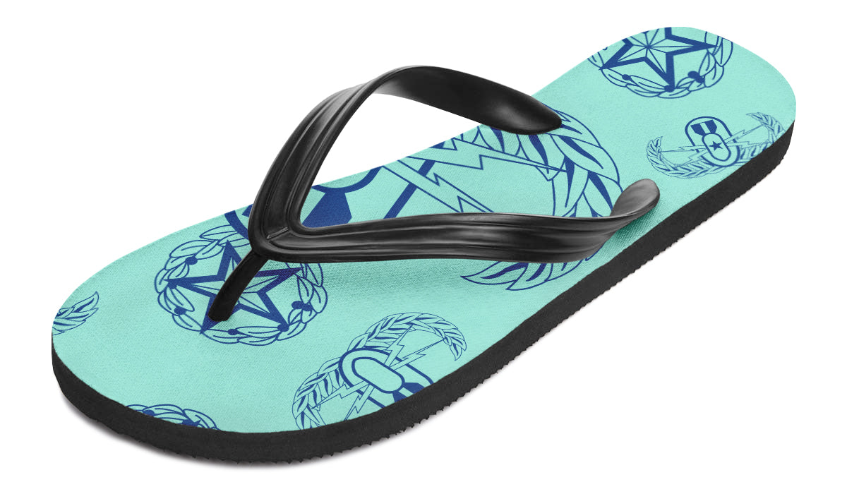 Flip Flops - "EOD Badges x 3" (Blue on Mint)