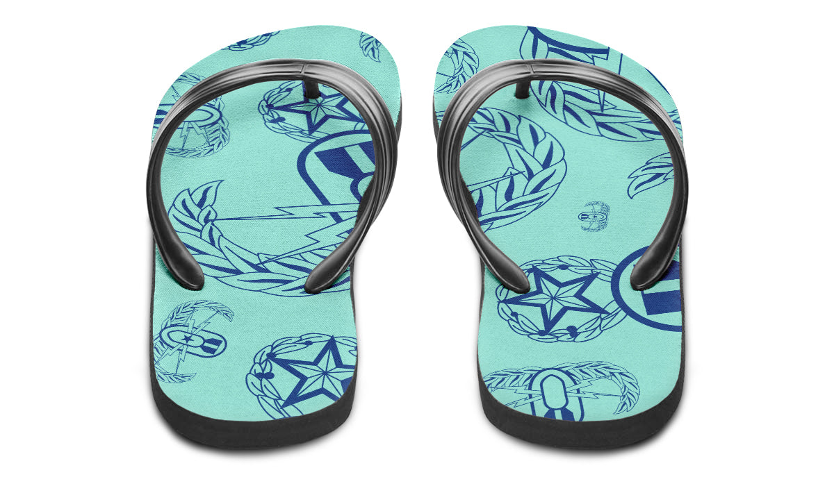 Flip Flops - "EOD Badges x 3" (Blue on Mint)