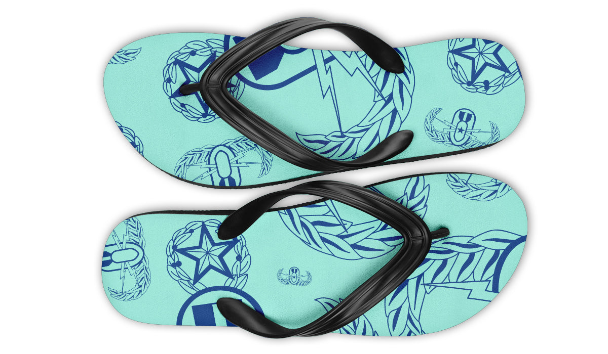 Flip Flops - "EOD Badges x 3" (Blue on Mint)
