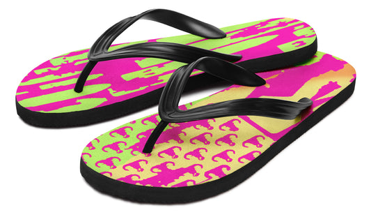 Flip Flops - "EOD Bomb Flag" (Pink/Orange/Lime)