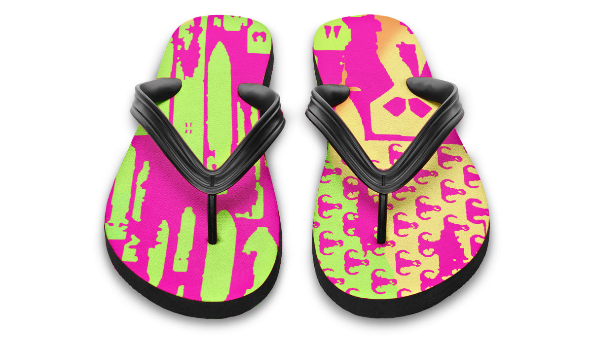 Flip Flops - "EOD Bomb Flag" (Pink/Orange/Lime)