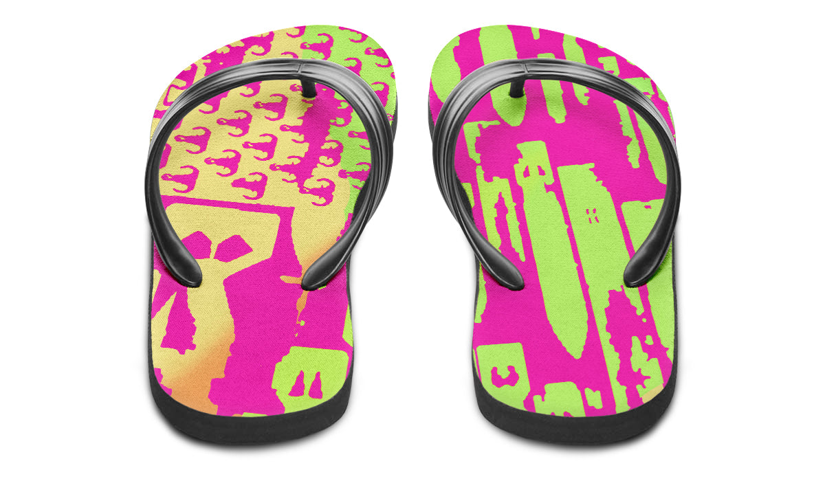 Flip Flops - "EOD Bomb Flag" (Pink/Orange/Lime)