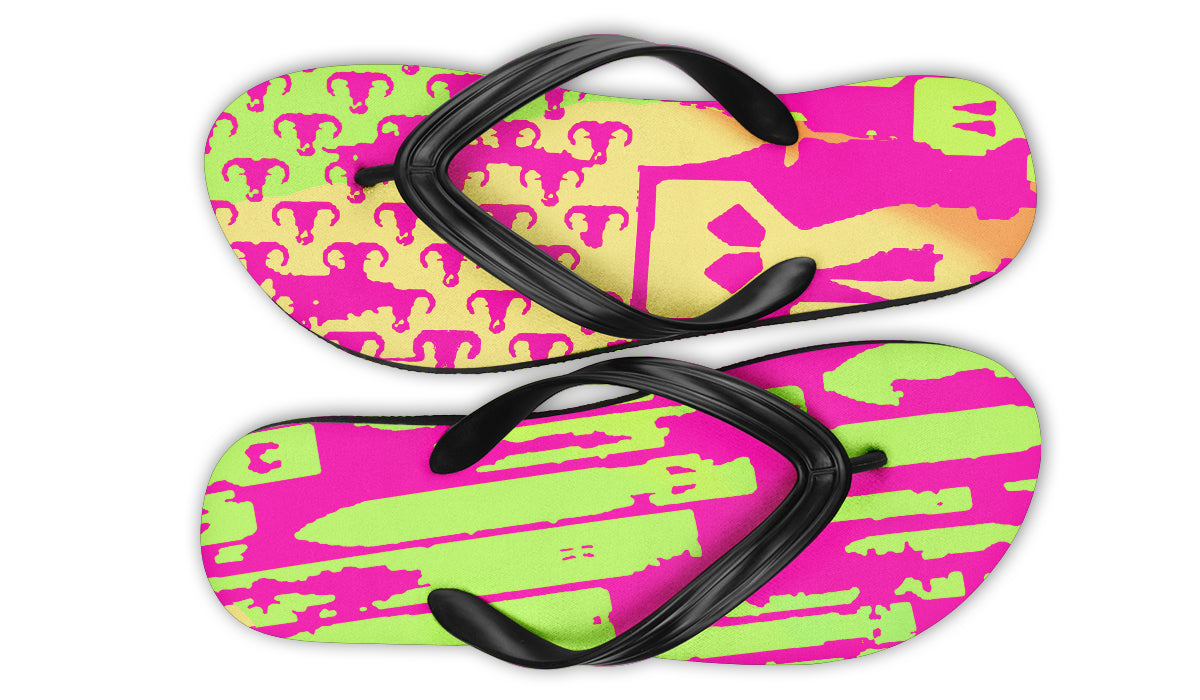 Flip Flops - "EOD Bomb Flag" (Pink/Orange/Lime)