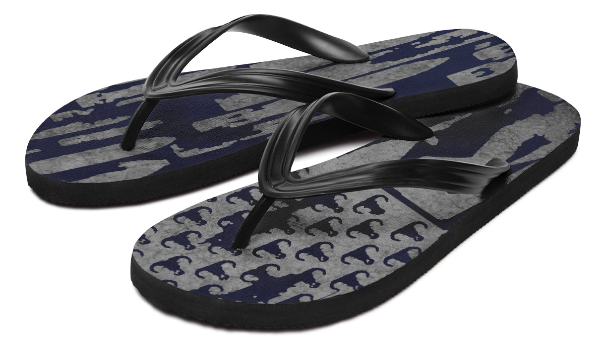 Flip Flops - "EOD Bomb Flag" (Grey on Navy)