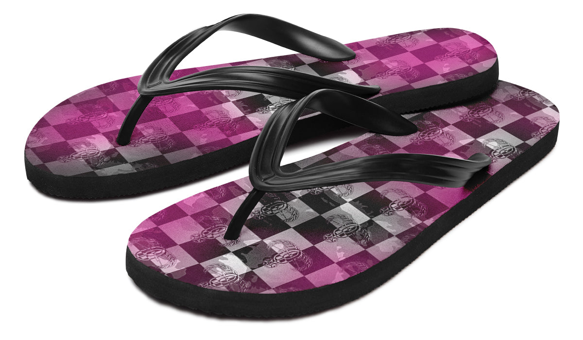 Flip Flops - "EOD Buffoulage Checkered Flag" (Faded Pink)