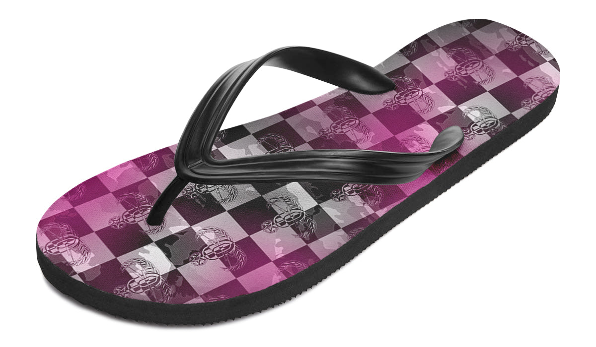 Flip Flops - "EOD Buffoulage Checkered Flag" (Faded Pink)